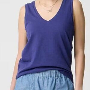 J.Crew Slub Tank Top Women's S Riverbed Blue Cotton V-Neck Sleeveless Pullover